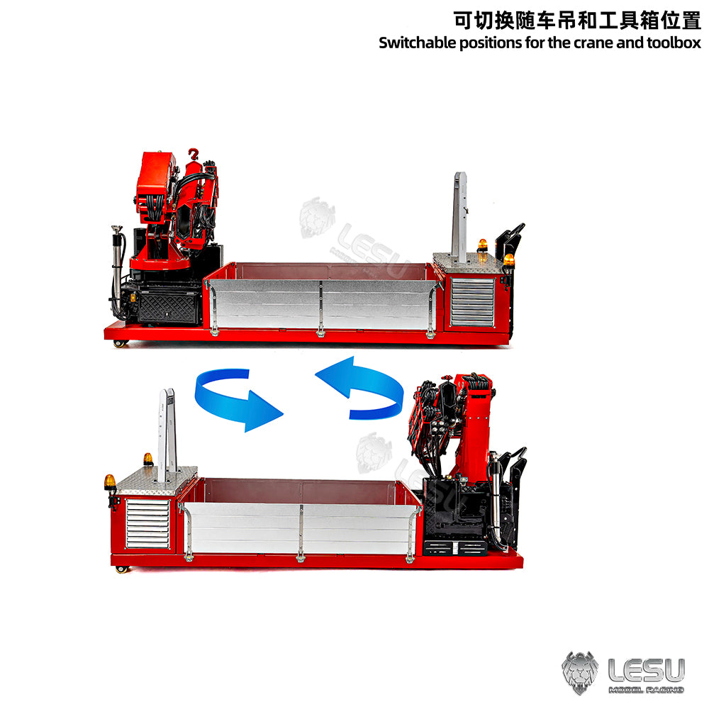 Metal Cargo Box Hydraulic Crane for LESU 1/14 Roll on Off Dumper Truck DIY Model