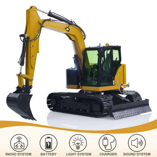 Metal 1/14 RC Hydraulic Excavator C308 308 Radio Controlled Digger Construction Vehicle RTR Model Flysky ST8 Radio Battery