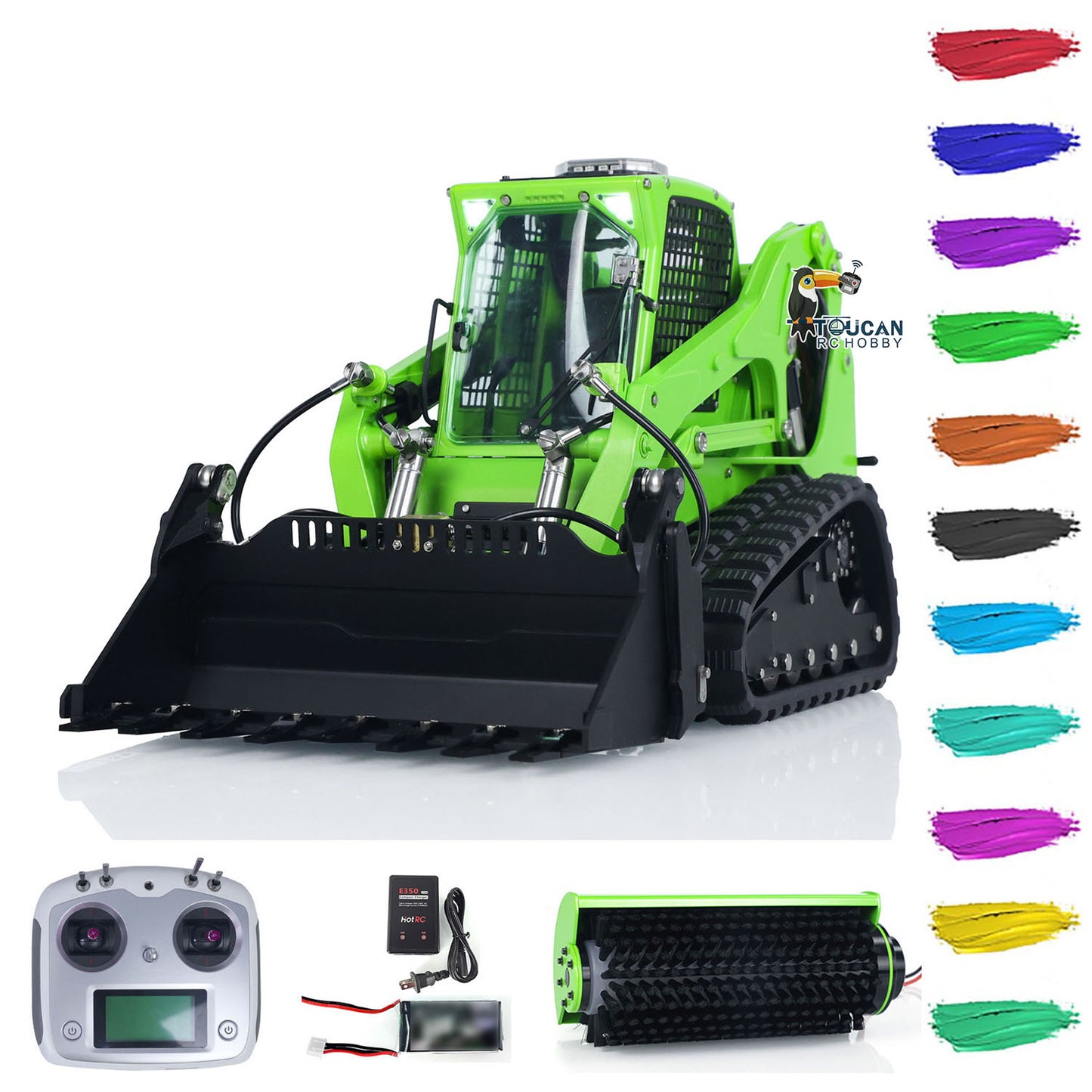 LESU 1/14 Aoue LT5 Bobcat RC Hydraulic Skid-Steer Loader Electric Cleaner I6S Radio Battery RTR Remote Control Construction Car