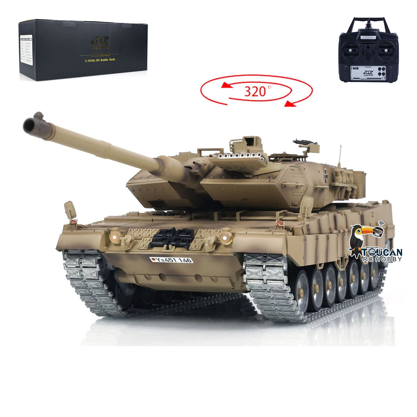 Tongde 1/16 RC Infrared Battle Tank German Leopard2A7 Electric Radio Control Military Vehicle Painted Assembled Optional Version