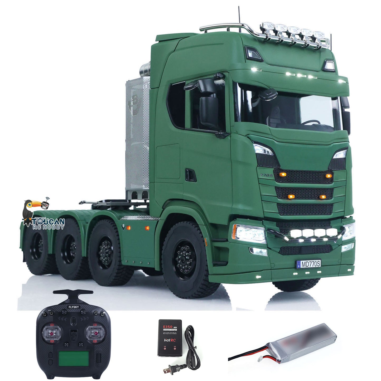 1/14 RTR Remote Control Tractor Truck SC 770S 8*8 RC Lorry Vehicle Model Metal Chassis Axle Lock Hobbywing ESC Flowing LED Light
