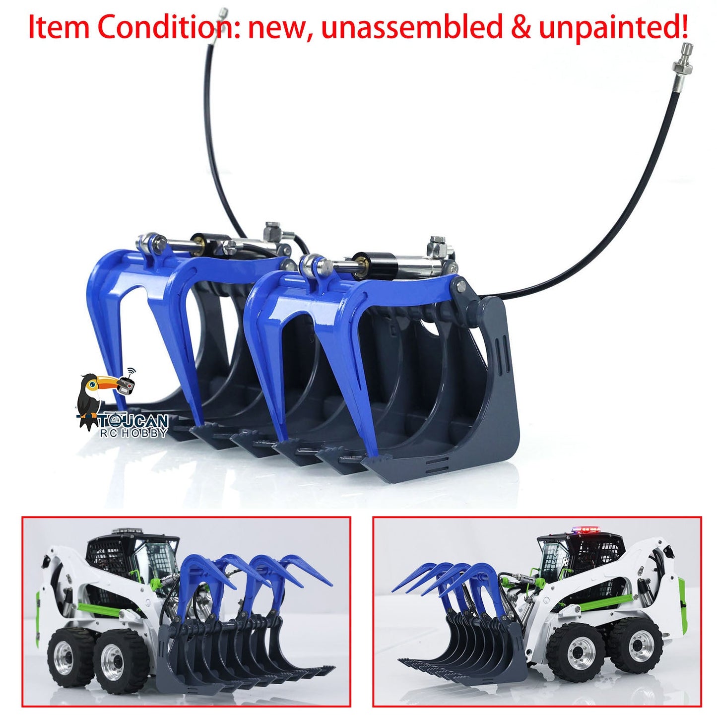 LESU 1/14 Aoue-LT5 Tracked Metal RC Hydraulic Skid-Steer Loader DIY Model Trailer Plate Rear Light Tracks Brush Cleaner Shovel