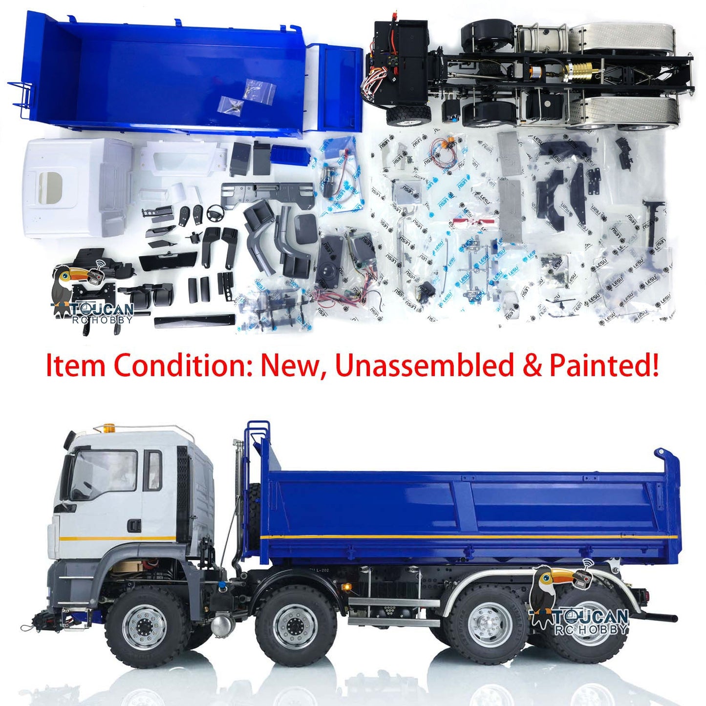 IN STOCK LESU 8x8 1/14 RC Dump Truck for MAN TGS Metal Chassis Remote Control Dumper Car