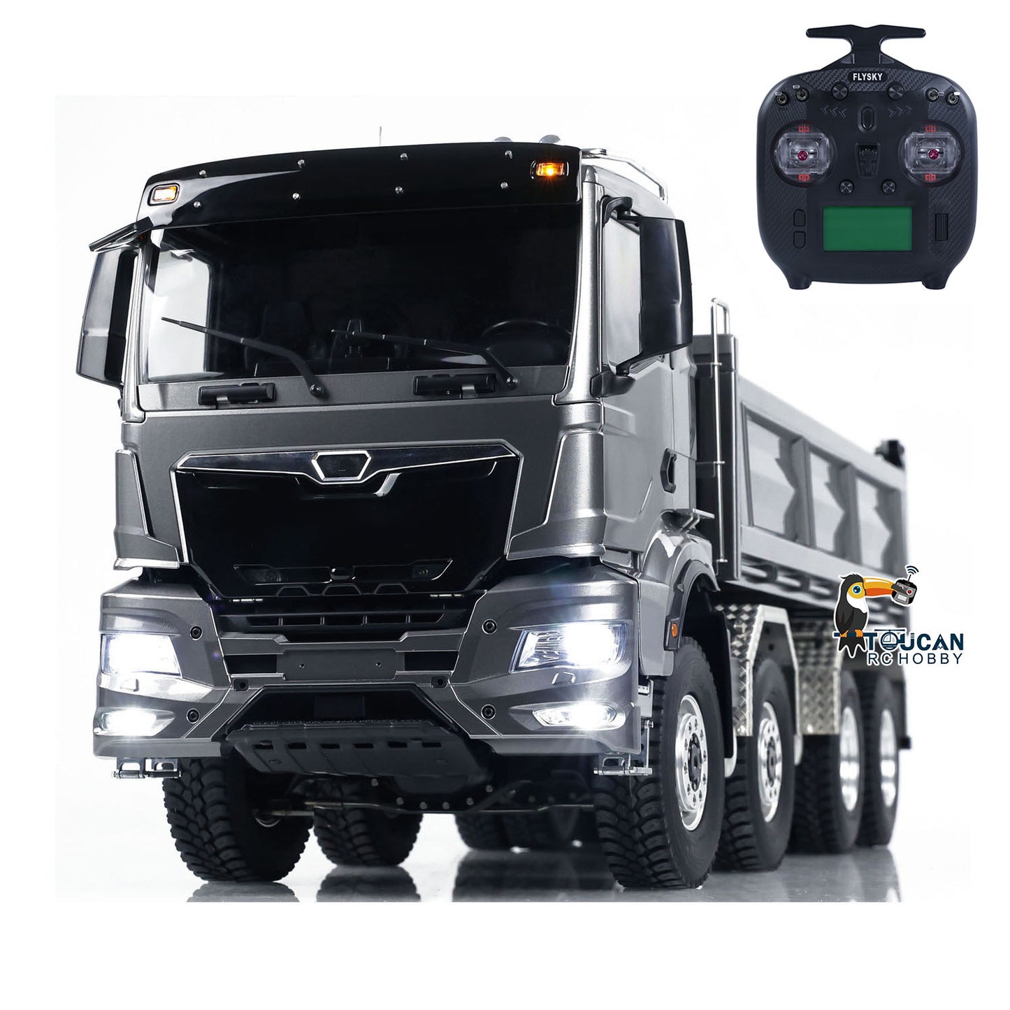 Radio Control 1:14 Hydraulic Tipper Metal Cabin Shell Differential Lock 8x8 Chassis 2Speed RC Dump Truck Sound Light