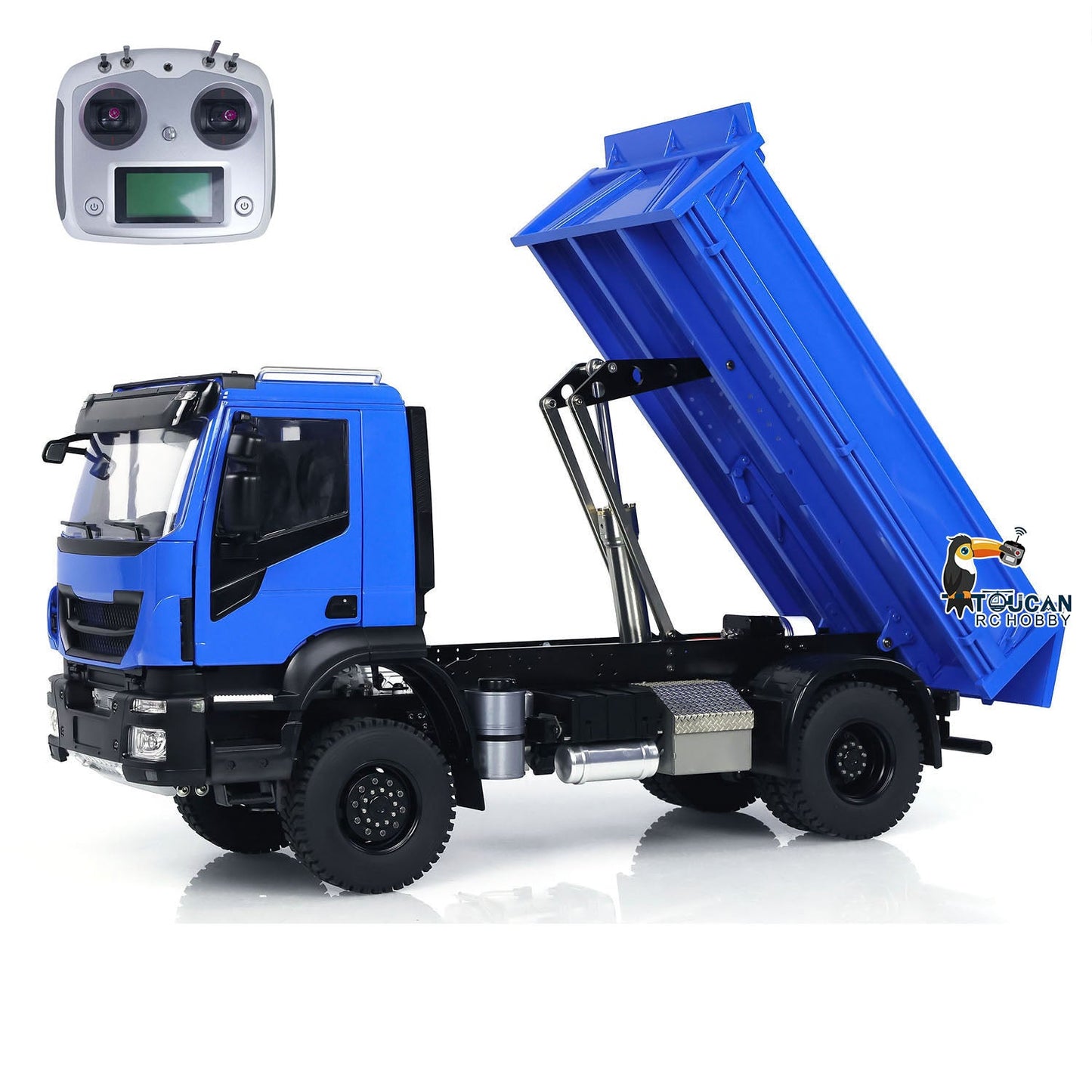 Metal 1/14 4x4 RC Hydraulic Dump Truck Customized Radio Control Tipper Car Simulation Model Assembled and Painted FlySky I6S Controller