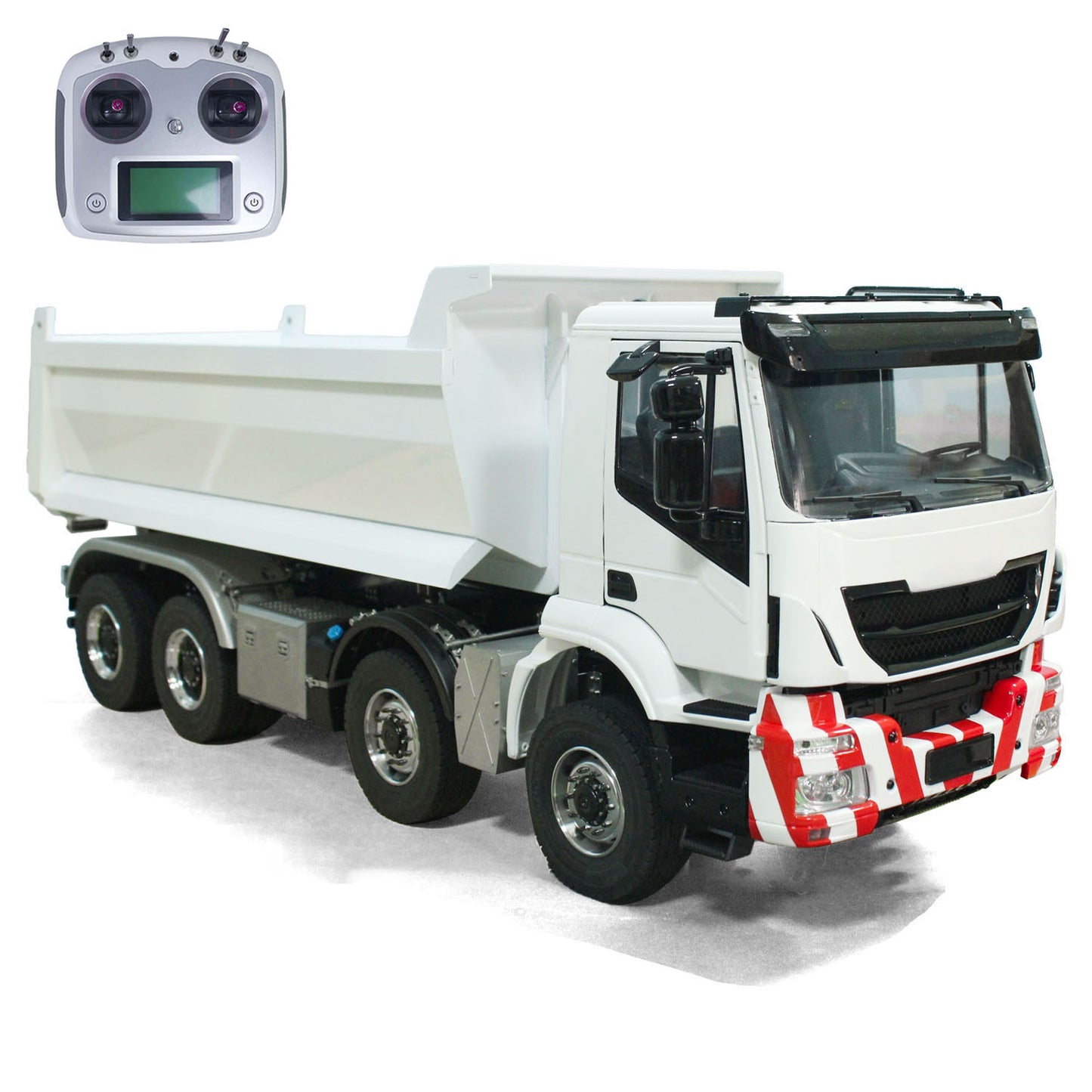 Metal 1/14 8*8 Hydraulic RC Dumper Car Radio Control Full Dump Truck with U-shaped High Bucket Sound Light 3-speed Transmission