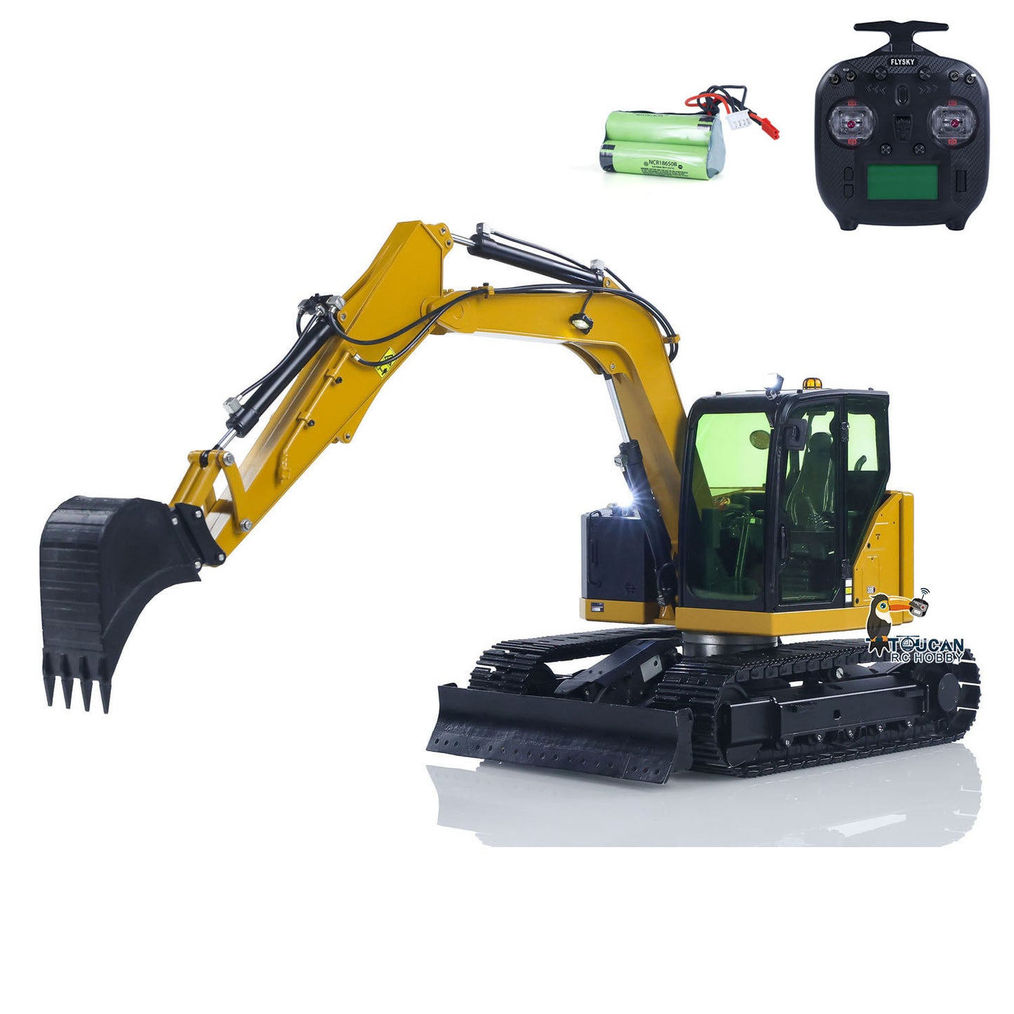 Metal 1/14 RC Hydraulic Excavator C308 308 Radio Controlled Digger Construction Vehicle RTR Model Flysky ST8 Radio Battery
