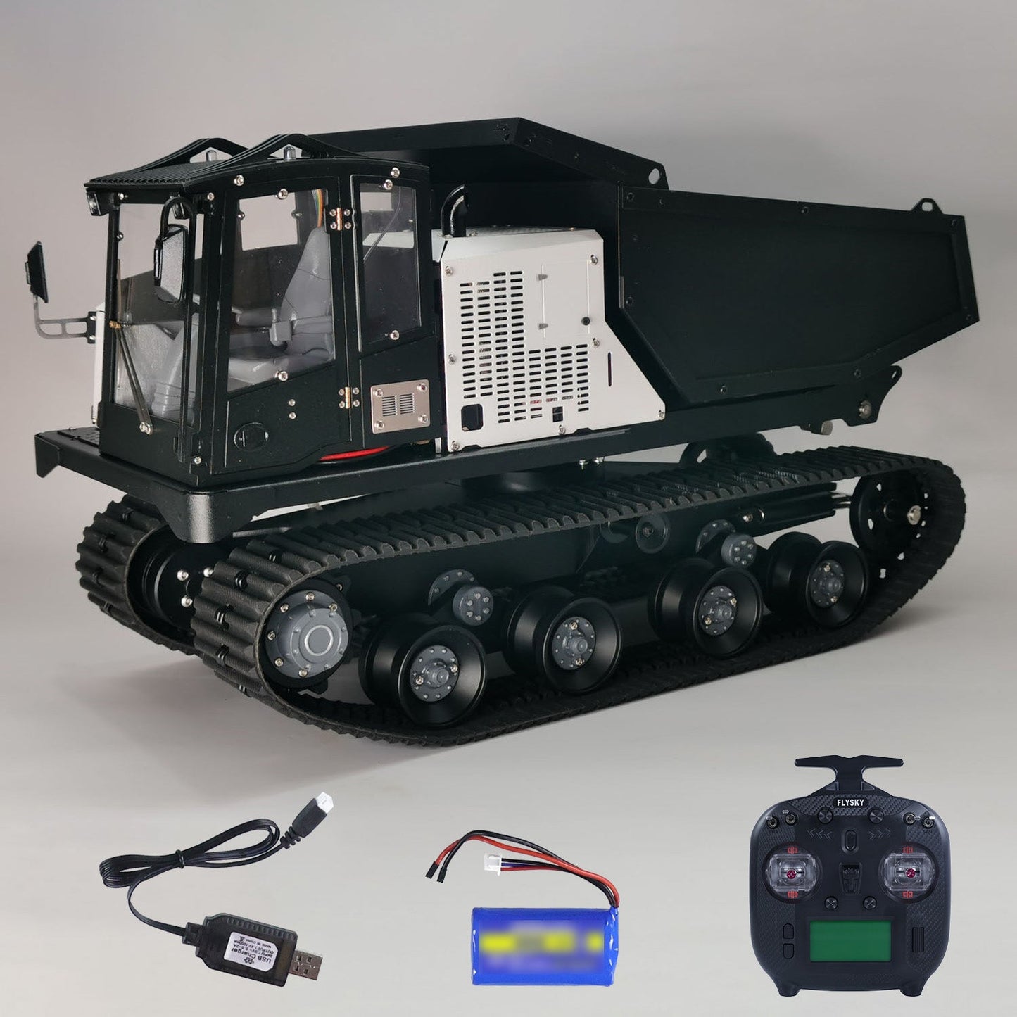 1/14 RC Hydraulic Crawler Dump Truck T14R Metal Tracked Tipper RTR Construction Machine Flysky ST8 Radio Light Sound Battery