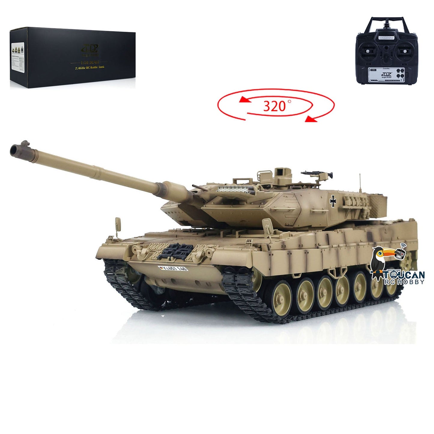 Tongde 1/16 RC Infrared Battle Tank German Leopard2A7 Electric Radio Control Military Vehicle Painted Assembled Optional Version