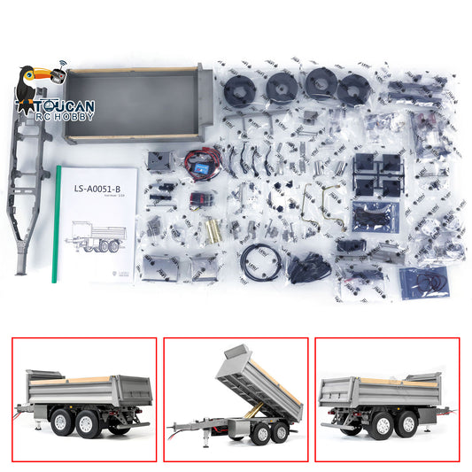 LESU 2-Axle Metal 1/14 RC Hydraulic Full Trailer Remote Control Dump Truck Model