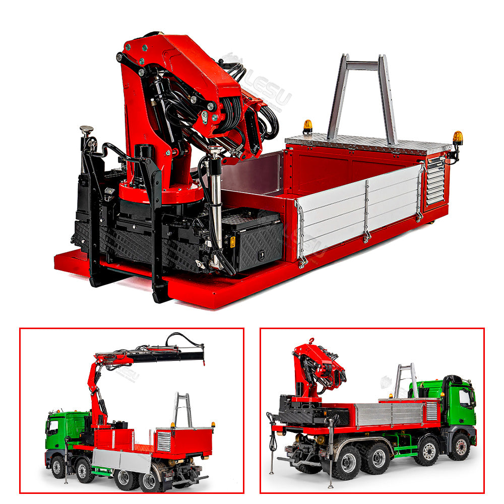 Metal Cargo Box Hydraulic Crane for LESU 1/14 Roll on Off Dumper Truck DIY Model
