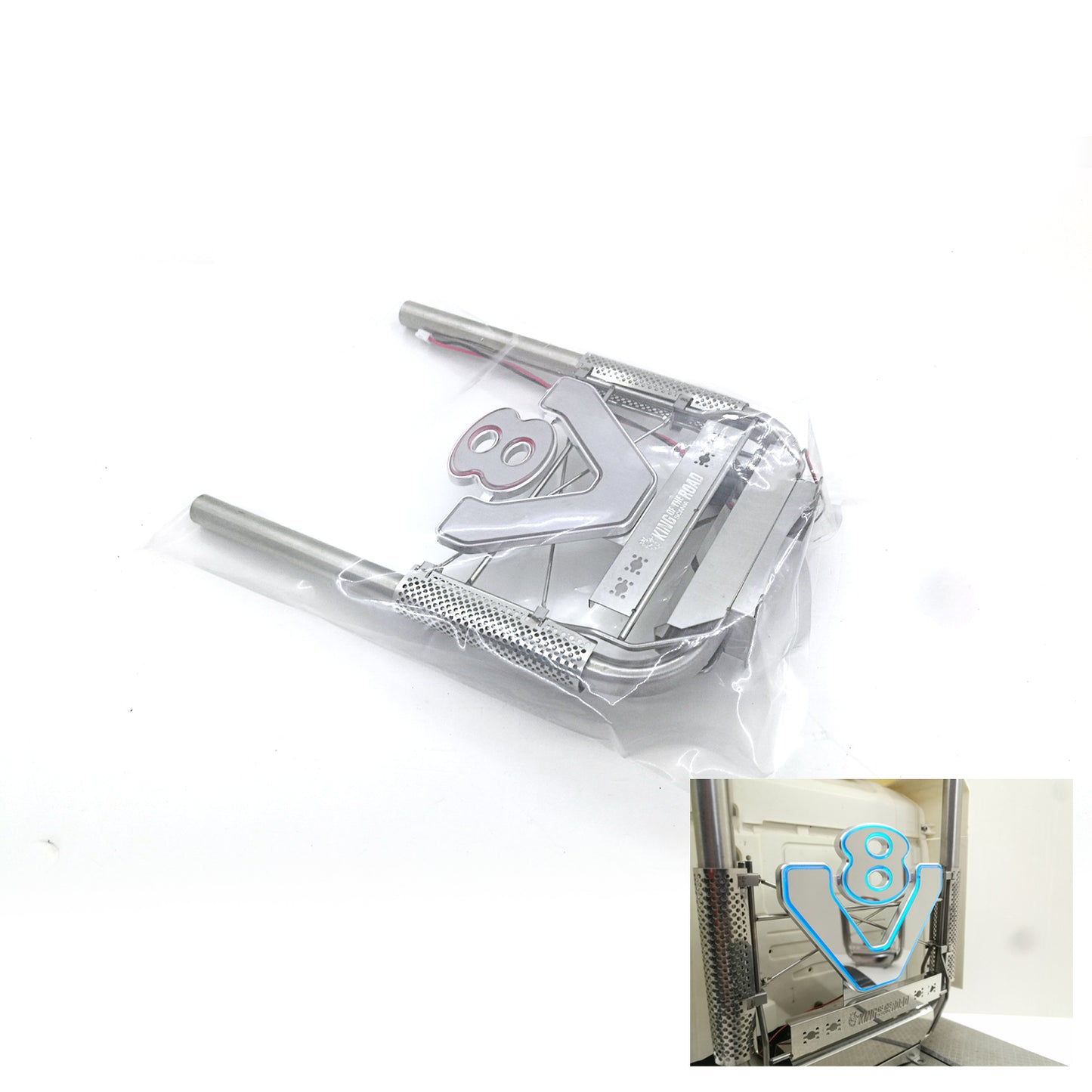 Degree Metal Exhaust Pipe Chimney W/ V8 Light DIY Upgrade for 1/14 Scale RC Tractor Truck Tamiye 56323 Radio Hobbies