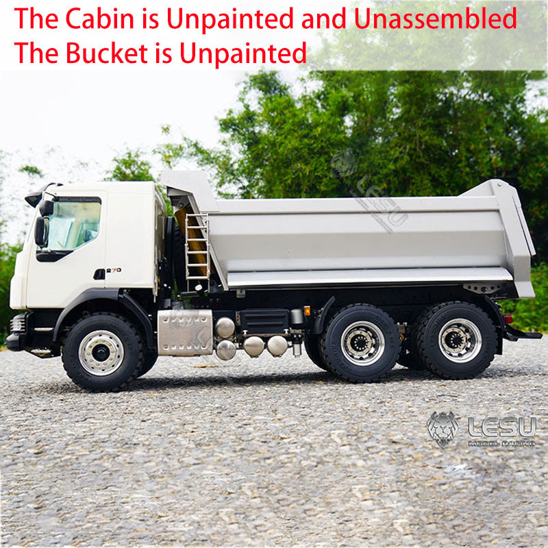 1/14 LESU 6x6 3Axle Metal RC Hydraulic Dumper Radio Control Tipper Sound Light System Unassembled Unpainted VM Cabin DIY Car