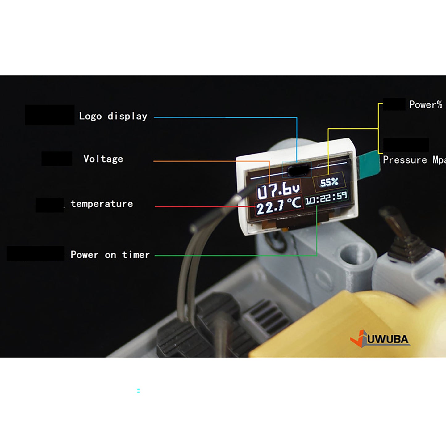 Multimedia Display Screen Current Voltage Temperature Pressure Usage Time Brand for DIY 1/14 RC Tractor Truck Dumper Tipper