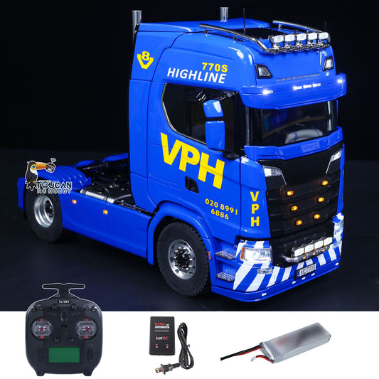 4*4 Metal 2Speed Transmission 770S RC Tractor Truck 1/14 Remote Control Vehicle Differential Locks Hobbywing Brushed 80A ESC RTR