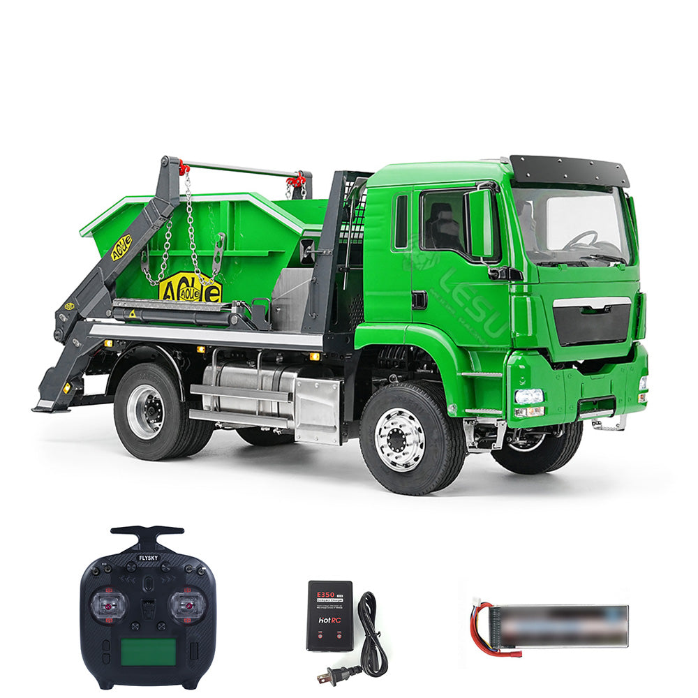 LESU Metal 1/14 RC Hydraulic Swing Arm Garbage Truck 4X4 Skip Loader RTR TGS Car