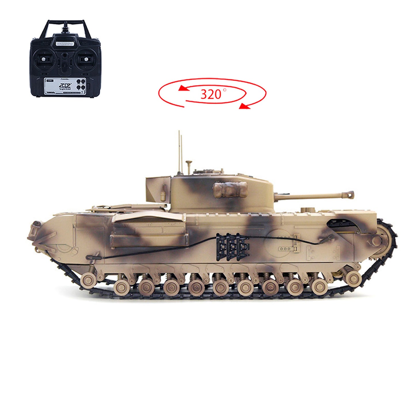 1/16 Military RC Battle Tank Churchill Mk.VII Metal Tracks Tongde Electric Tanks Light Sound Infrared Battle System Smoke Unit