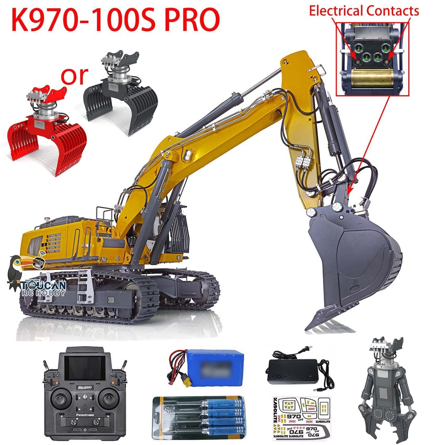 IN STOCK Kabolite 1/14 K970 100S Pro RC Hydraulic Excavator Model RTR Remote Control Digger PL18EV W/ Light Sound System Smoking Unit