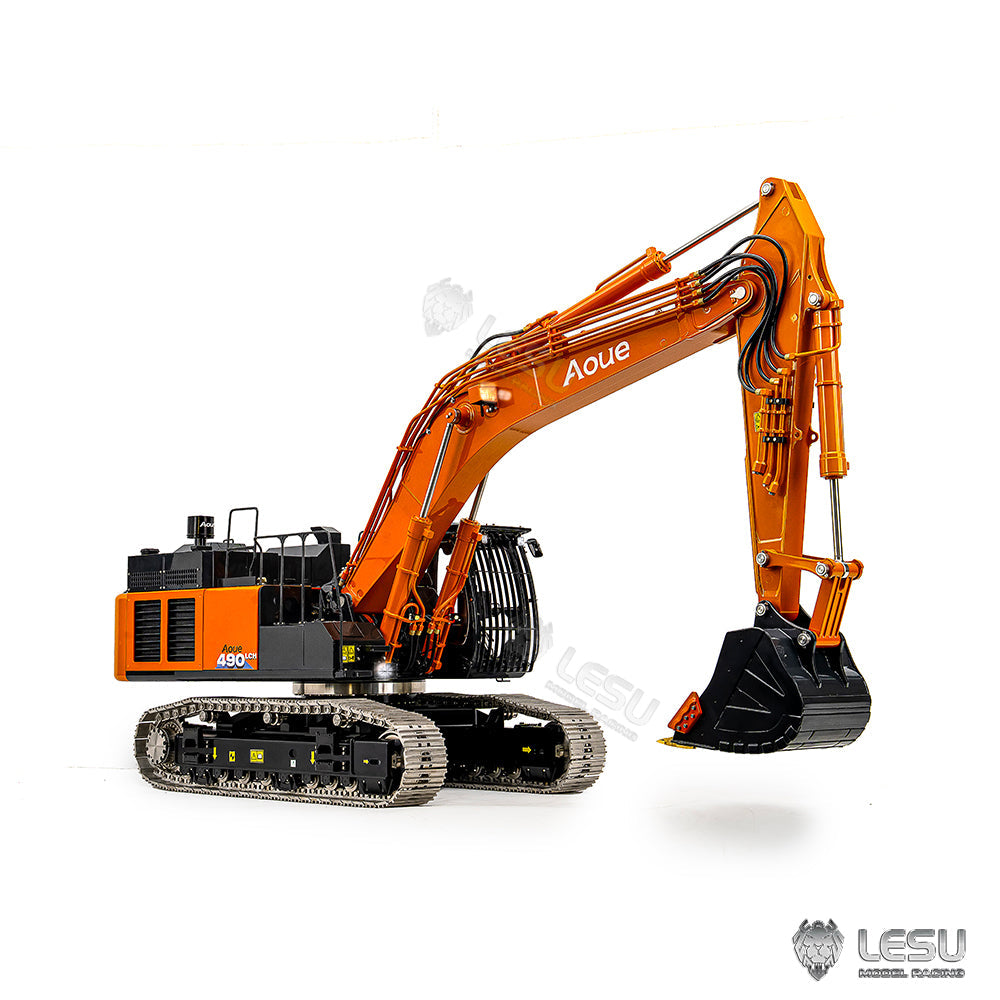 90% Metal LESU Aoue ZX490 490 1/14 Remote Control Hydraulic Excavator Model Metal RC Digger Car 6CH Valve Light Brushless Pump Motor
