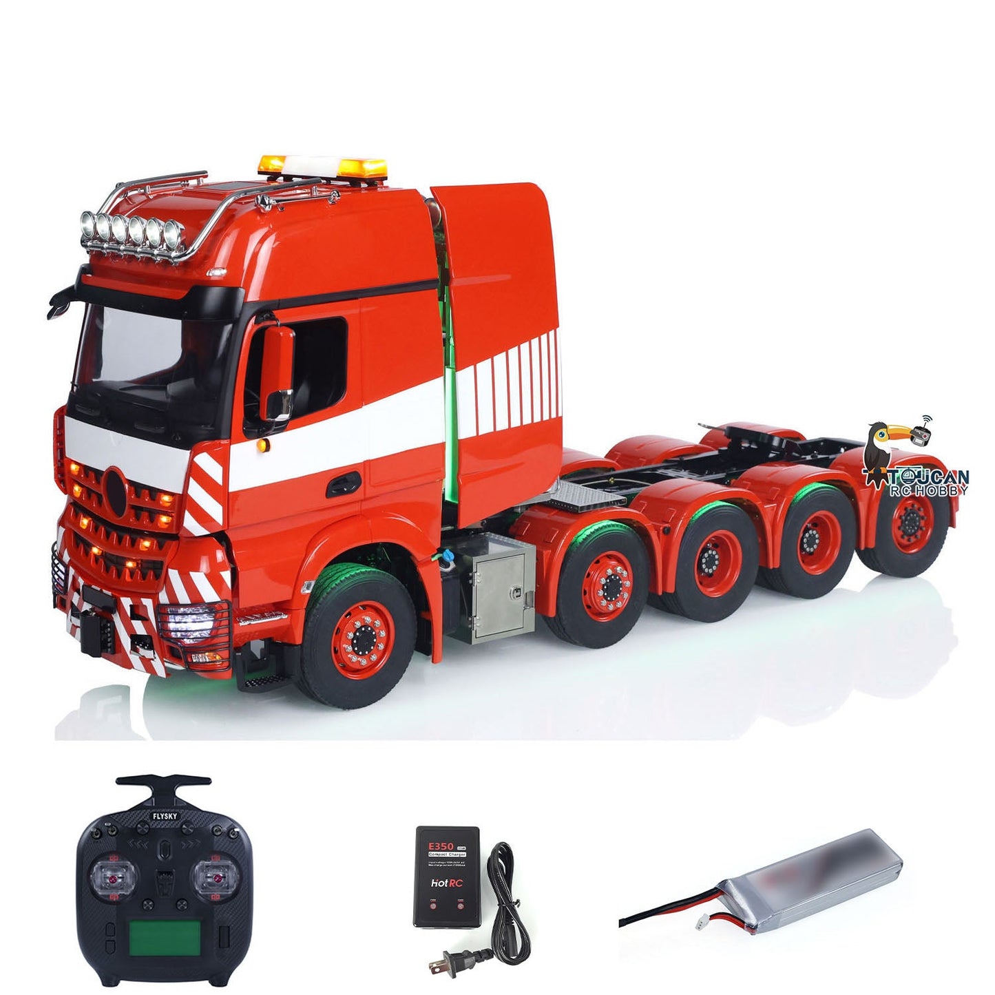 TOUCAN 10X8 Metal Chassis 3363 1/14 RC Tractor Truck RTR Lorry Car Smoke Sound 2Speed Gearbox ST8 Battery Rotating Light