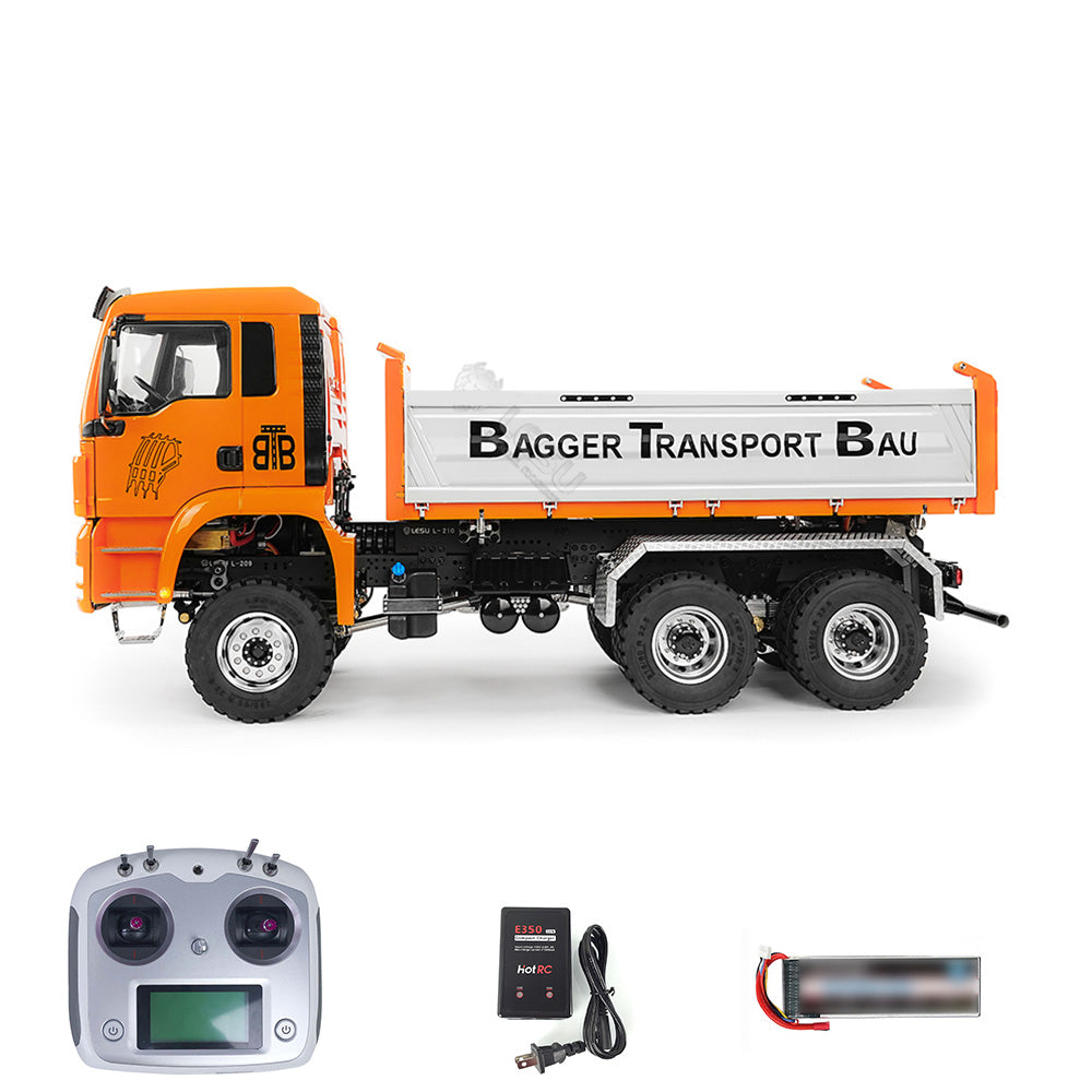 LESU TGS 1/14 RC Hydraulic Dump Truck 6x6 Metal Remote Control Dumper Car Model