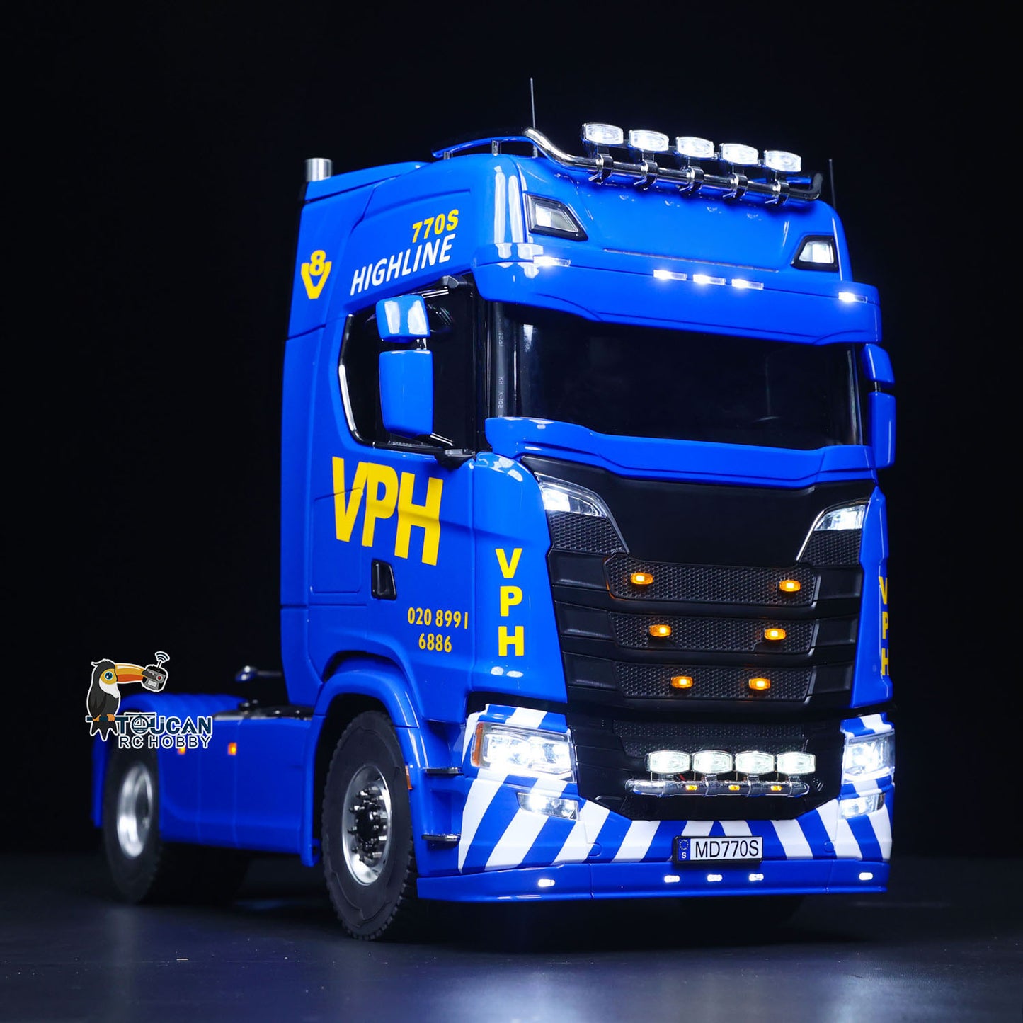 4*4 Metal 2Speed Transmission 770S RC Tractor Truck 1/14 Remote Control Vehicle Differential Locks Hobbywing Brushed 80A ESC RTR