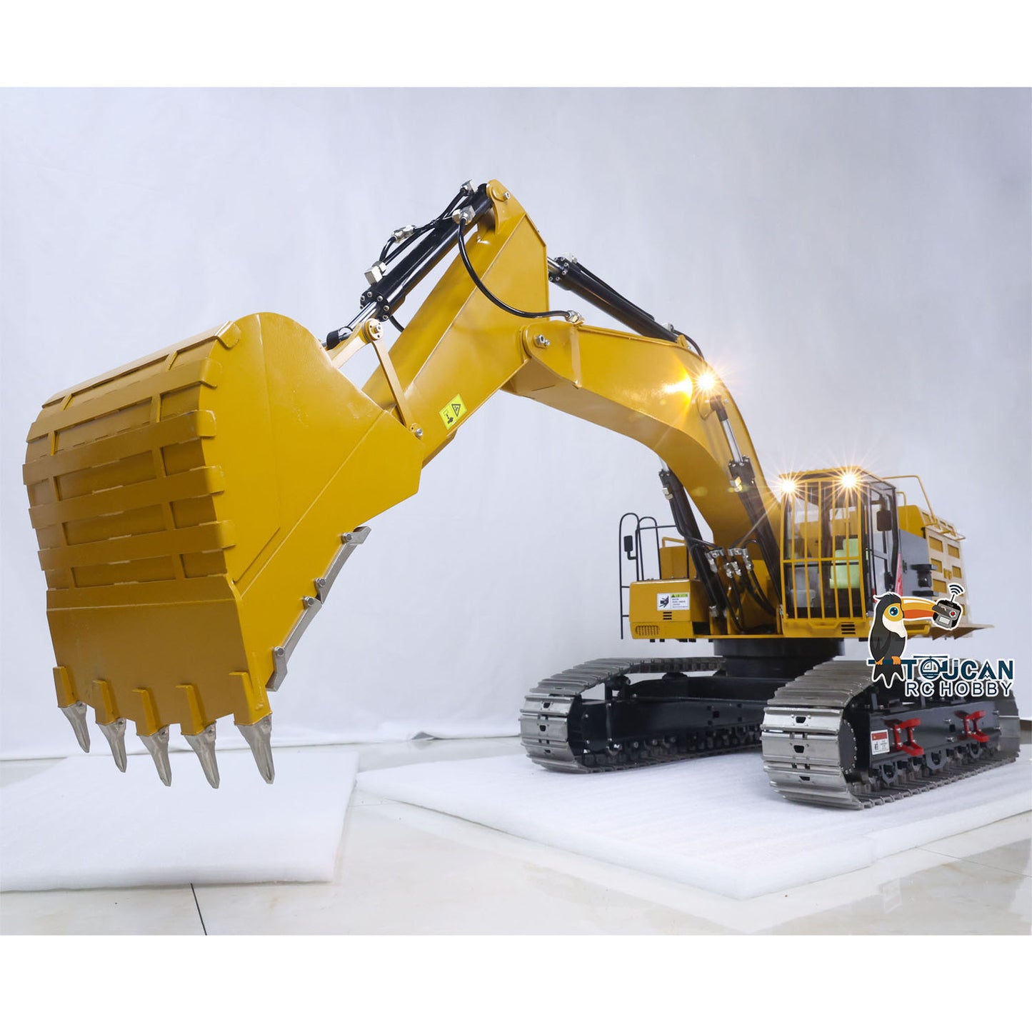 Metal 1/8 390F RC Hydraulic Excavator Digger Shear Scissor Grab Bucket Ripper Quick Released Coupler