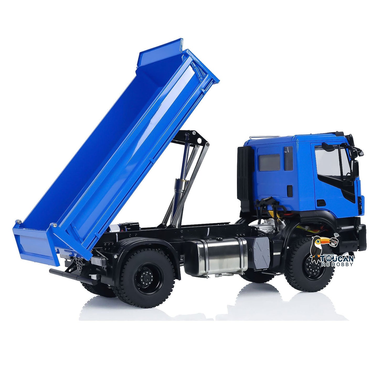 Metal 1/14 4x4 RC Hydraulic Dump Truck Customized Radio Control Tipper Car Simulation Model Assembled and Painted FlySky I6S Controller