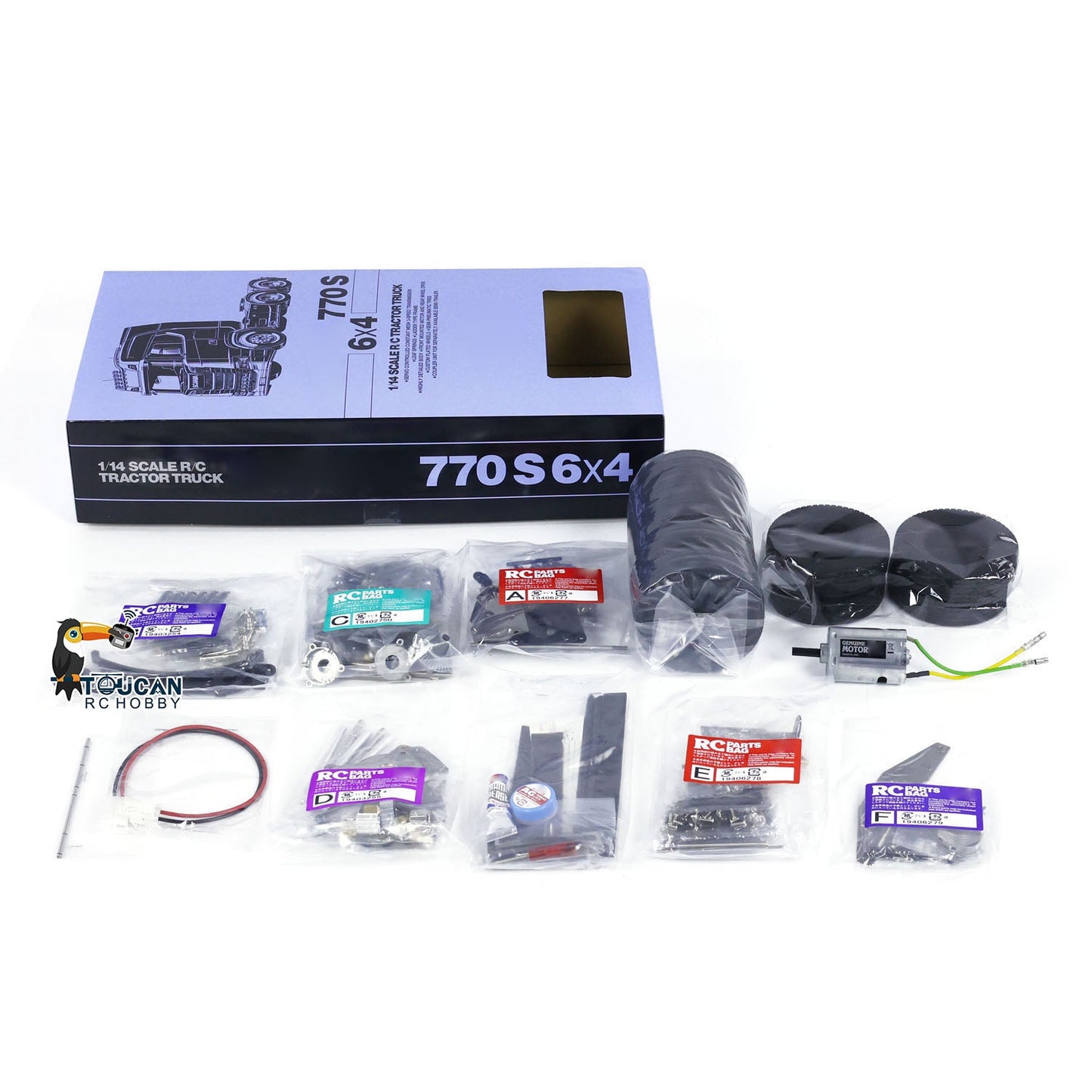 1/14 6X4 770S 56373 RC Tractor Truck Silver 3-speed Remote Controlled Car 532x193x307mm DIY Electric Model Kit Motor