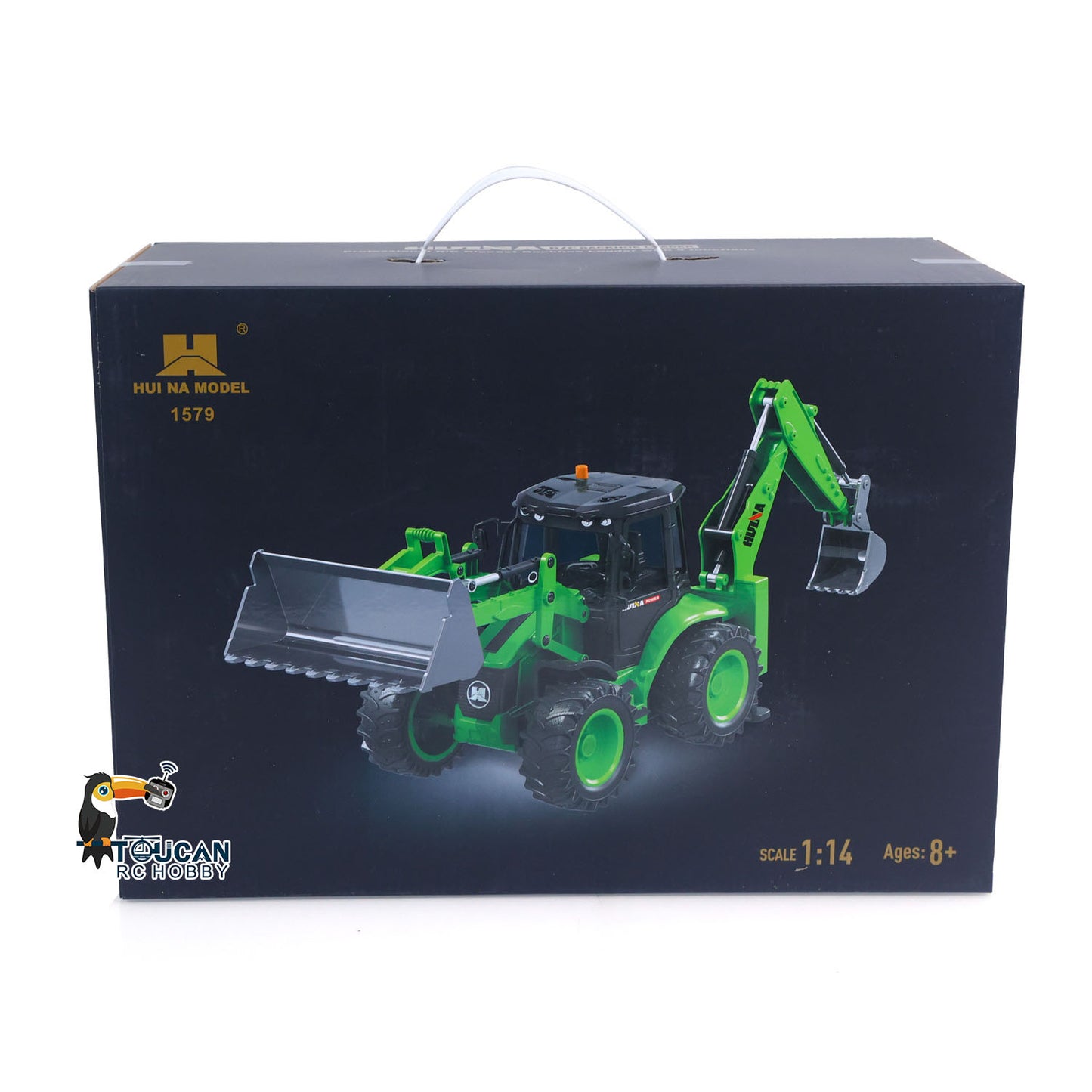 US STOCK HUINA 1/14 1579 Remote Control Backhoe Excavator 2.4G 9CH RC Loader Model Toys