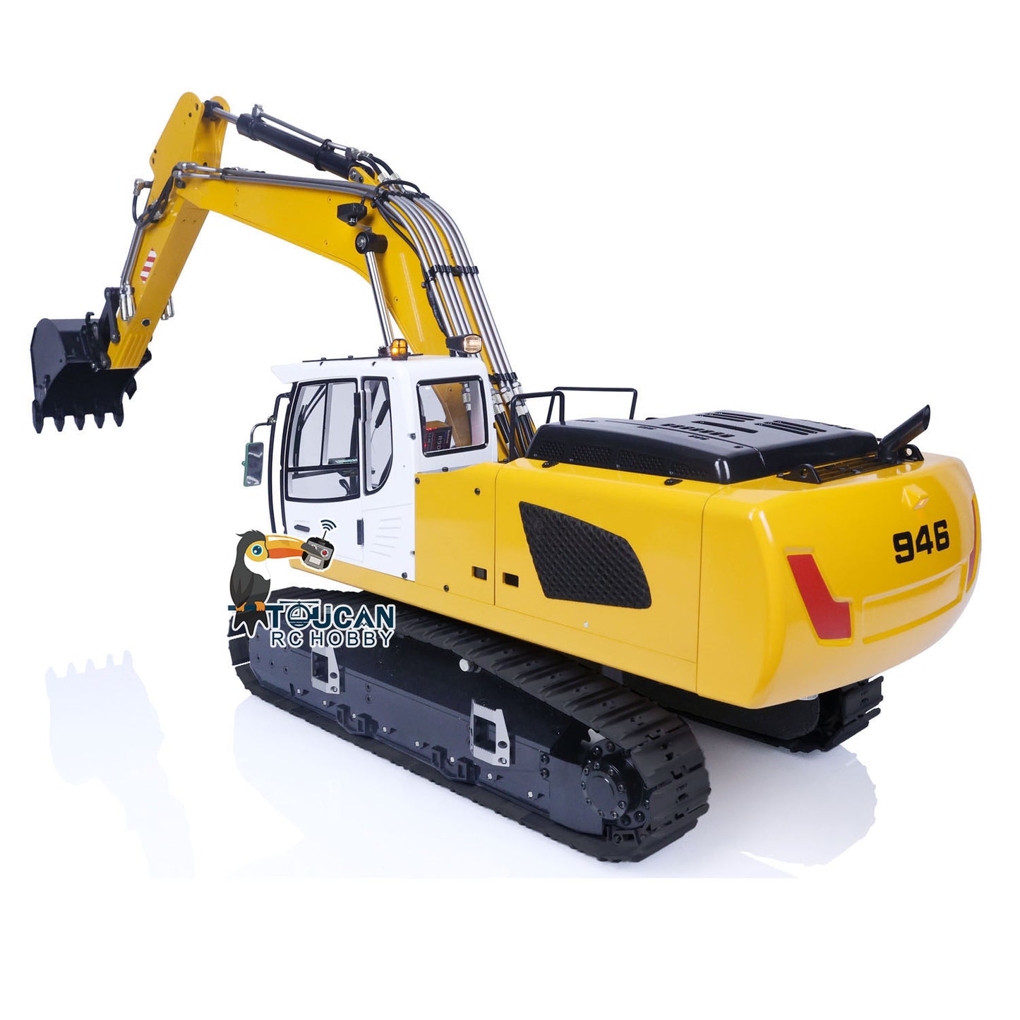 1/14 RC Hydraulic Excavator 946 Digger Clamshell Bucket Ripper Metal Booms Tracks Bucket Rotation Cabin Oil Tube Gift for Boy