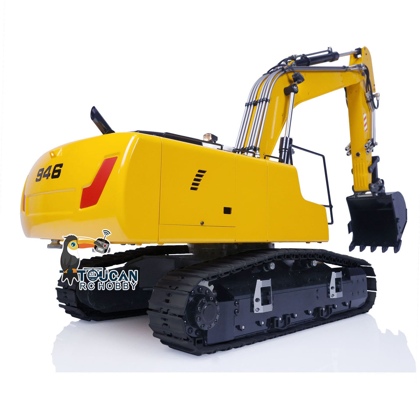 1/14 RC Hydraulic Excavator 946 Digger Clamshell Bucket Ripper Metal Booms Tracks Bucket Rotation Cabin Oil Tube Gift for Boy