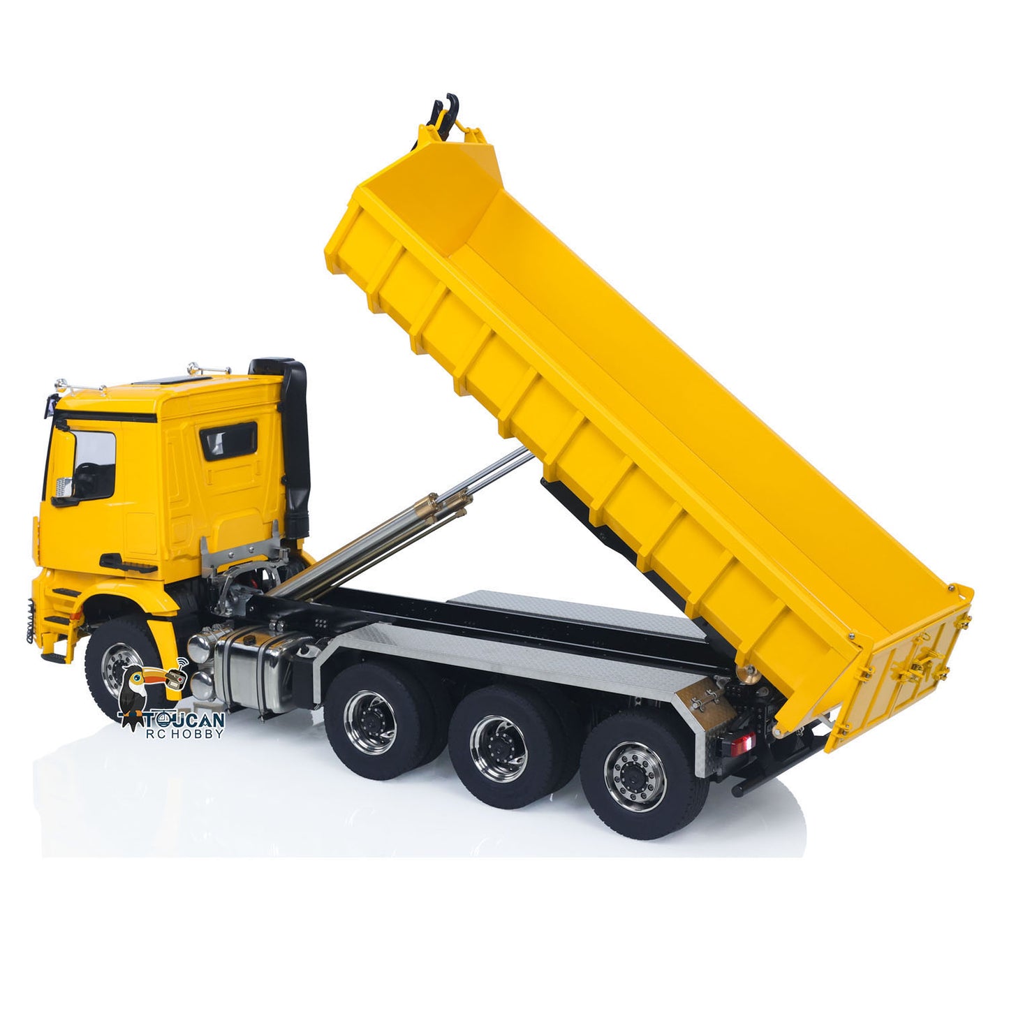 1/14 8x8 RC Hydraulic Dumper Car Roll On Full Dump Rear Axle Steering with U-shaped High Short Standard Bucket Timber Flatbed