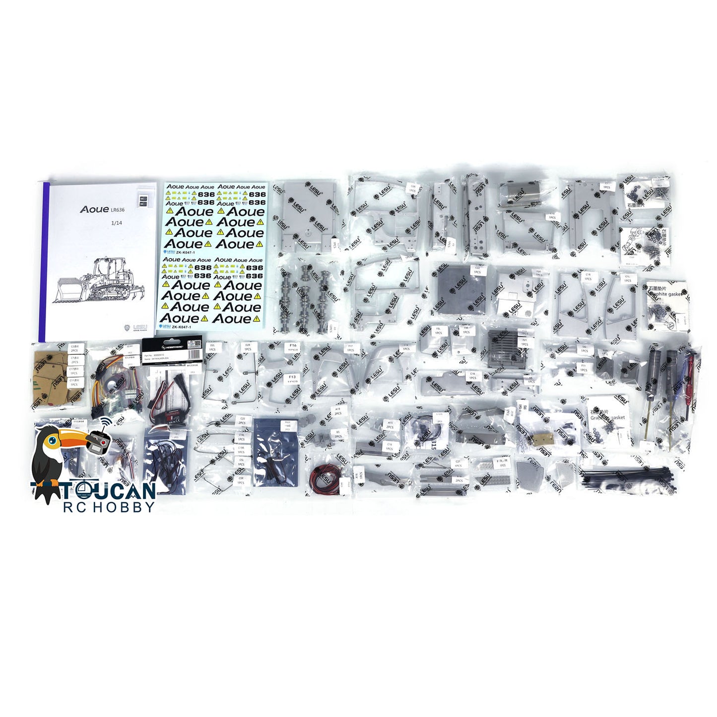 LESU 1/14 636 Hydraulic Tracked RC Loader Metal Rear Tail Hook Lights