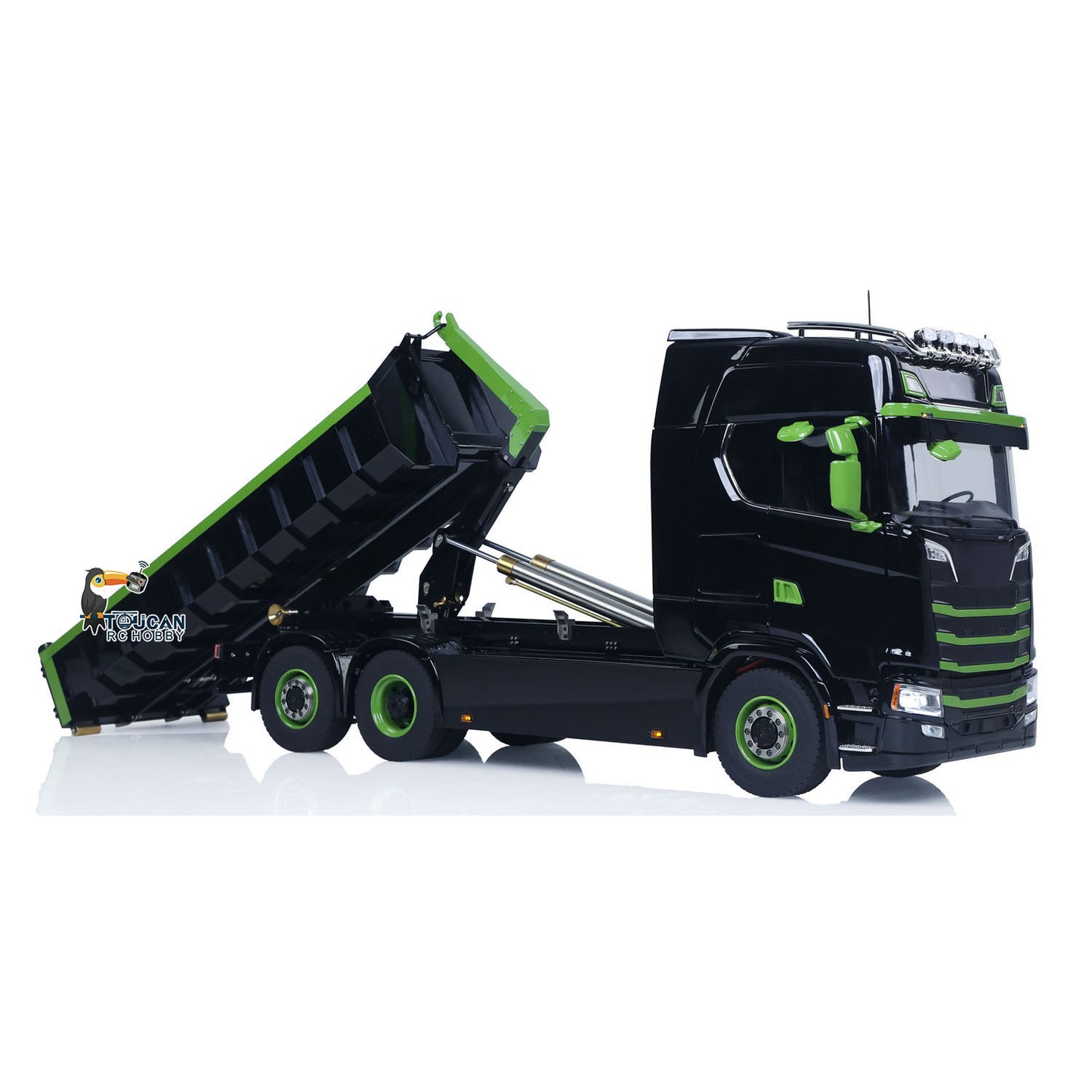 Fast Shipping Metal 6x6 1/14 Hydraulic RC Roll Off Dumper Truck Rear Axle Lifting Steering Car