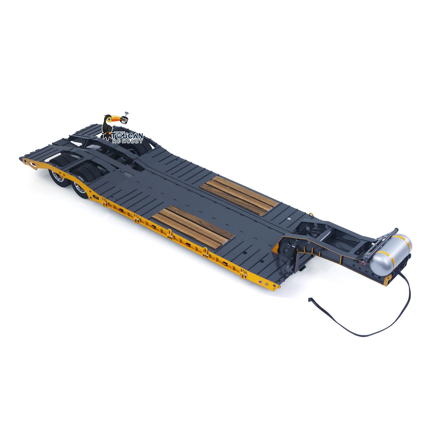 Stainless Steel Gooseneck Low Flatbed Trailer 2 Axles W/ Lights for 1/14 DIY Tamiya Remote Control Tractor Truck No Charger