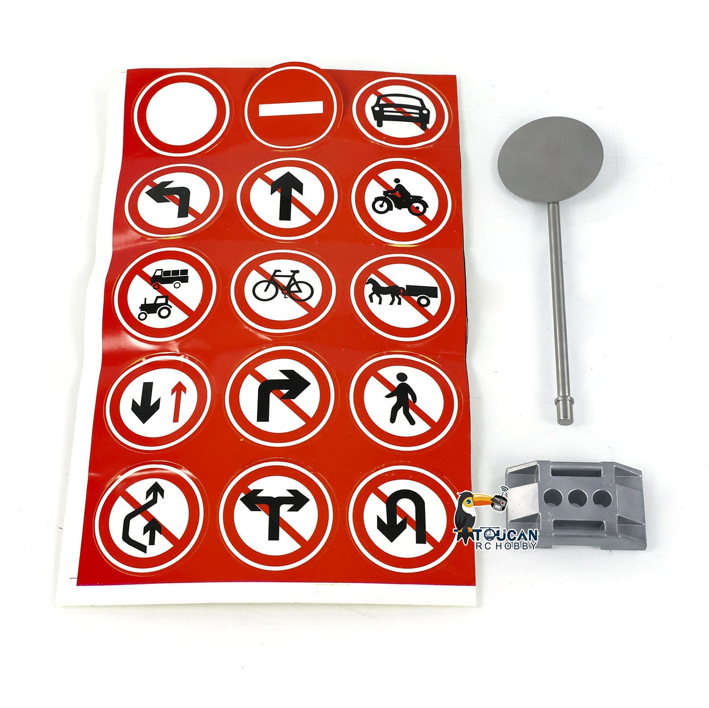 Metal Scene Simulation Traffic Signs Decorative Parts for 1/14 RC Tractor Truck Radio Controlled Dump Car DIY Model