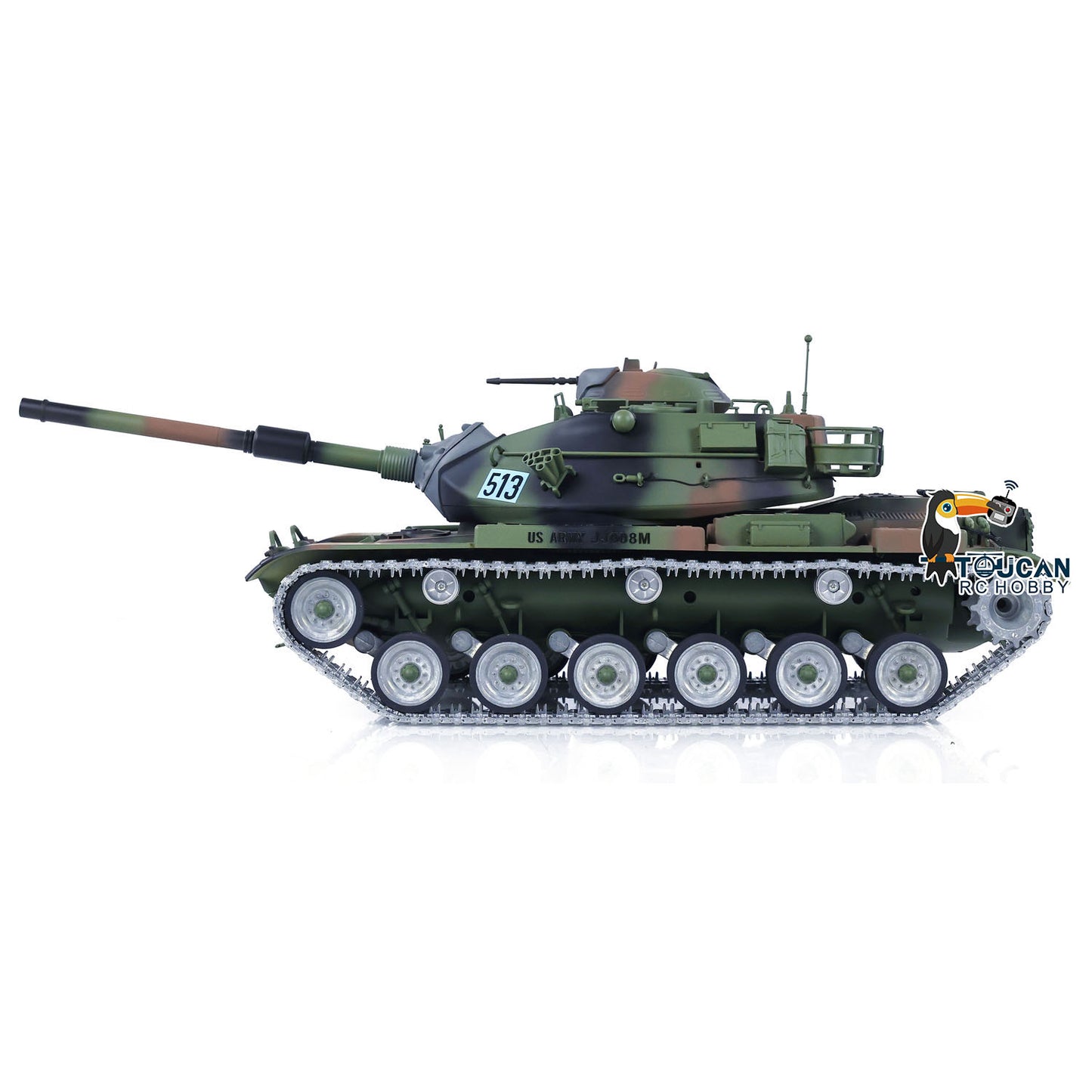 1/16 RC Tank M60A3 Remote Control Battle Tanks Camo Green Metal Wheels Tracks LED Light Sound Infrared Battle System Metal Wheel