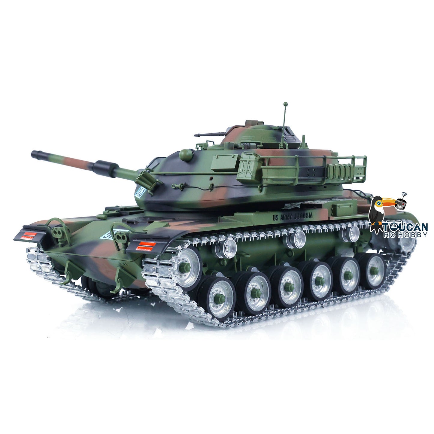 1/16 RC Tank M60A3 Remote Control Battle Tanks Camo Green Metal Wheels Tracks LED Light Sound Infrared Battle System Metal Wheel