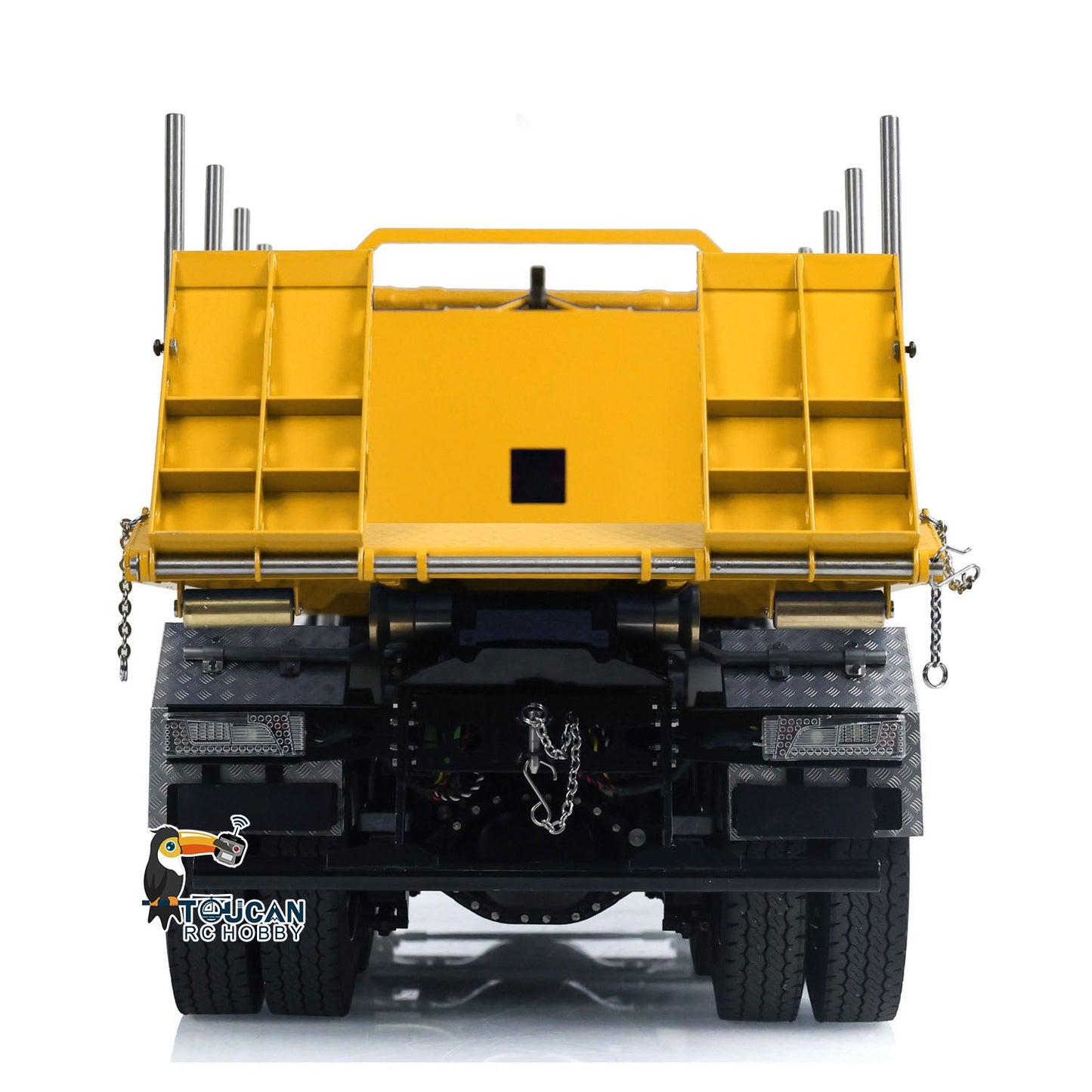 8x8 1/14 Metal RC Hydraulic Dump Truck Remote Controlled Roll-on Full Car U-shaped Short High Bucket Timber Flatbed