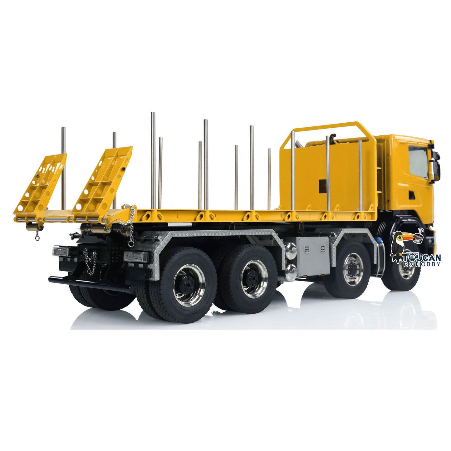 8x8 1/14 Metal RC Hydraulic Dump Truck Remote Controlled Roll-on Full Car U-shaped Short High Bucket Timber Flatbed