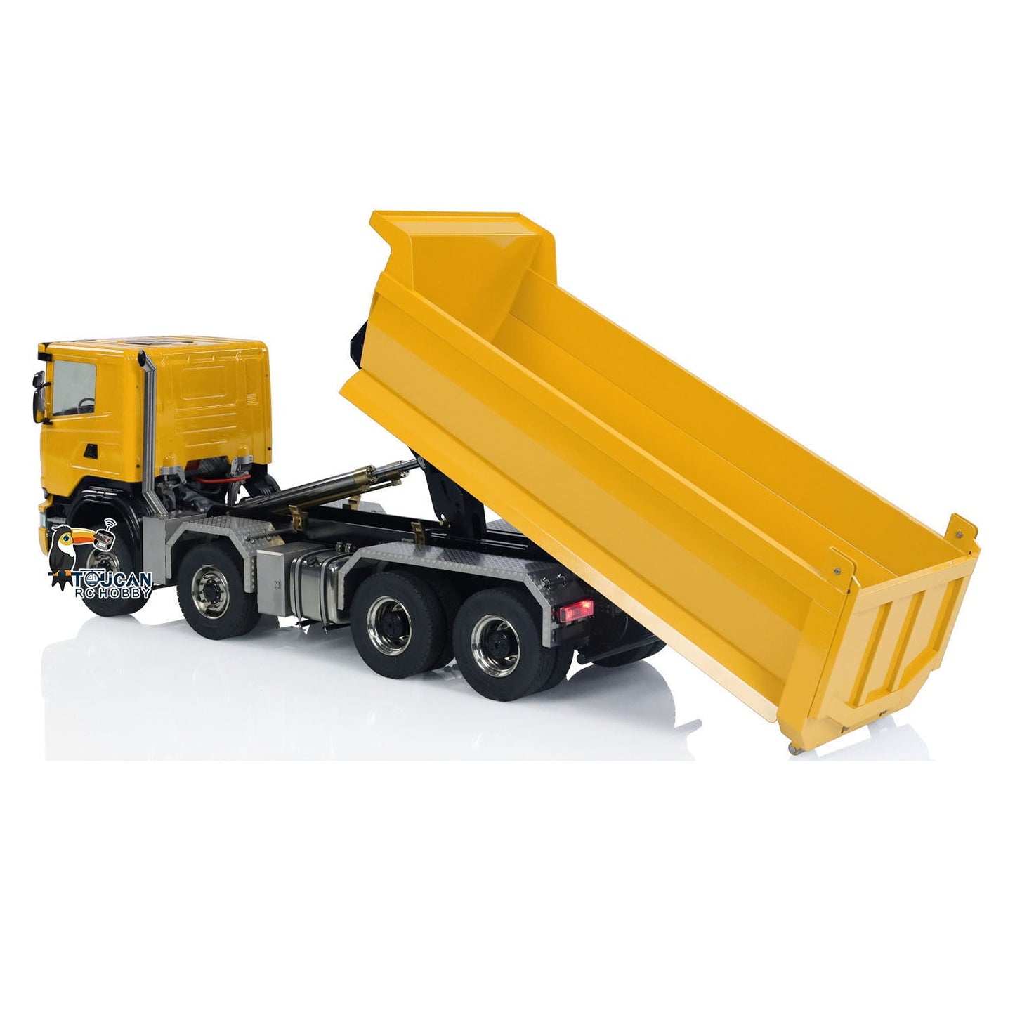 8x8 1/14 Metal RC Hydraulic Dump Truck Remote Controlled Roll-on Full Car U-shaped Short High Bucket Timber Flatbed