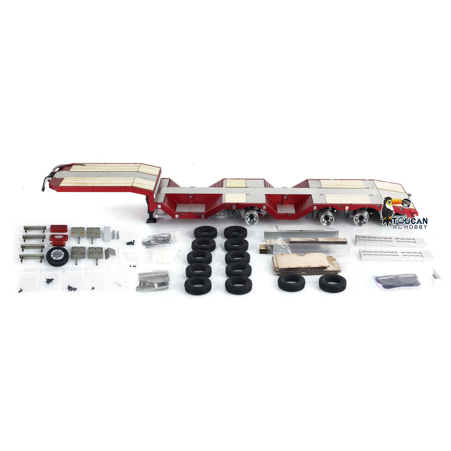1/14 3 Axles Metal Trailer Extendible Trailers for RC Tractor Truck Car Models
