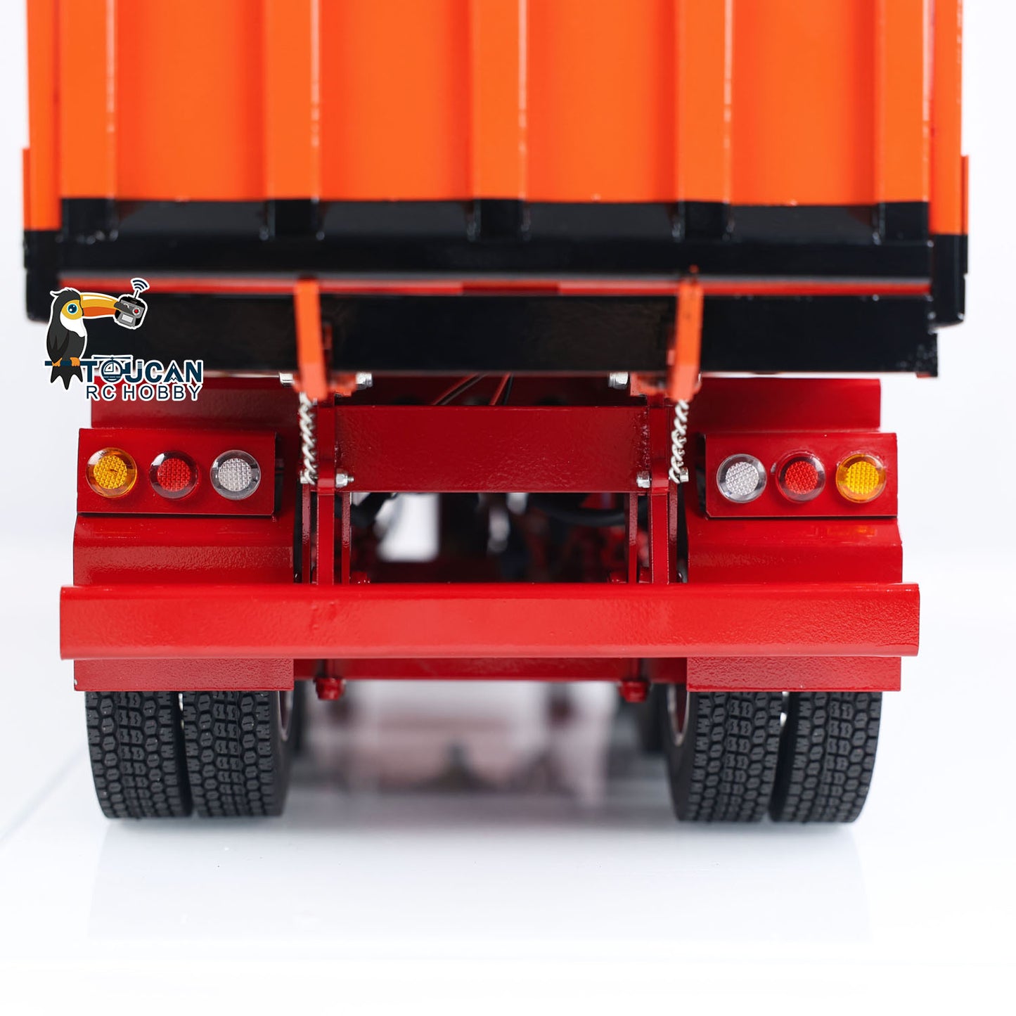 Metal 1/14 3 Axles Hydraulic Dump Trailer Electric Awning Legs RC Tractor Truck Painted Assembled