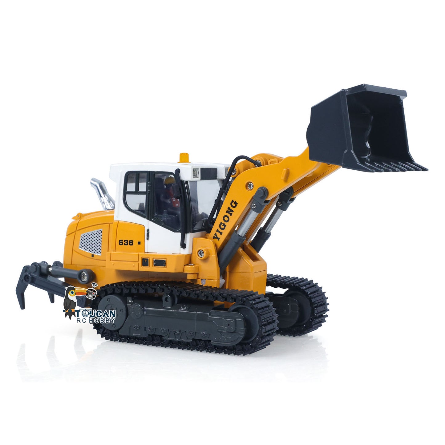 Fast Shipping LR636 1/50 RC Tracked Loader Electric Lifting Radio Control Model Vehicle Metal Openable Bucket Tracks Ripper Soil Loosening Hook
