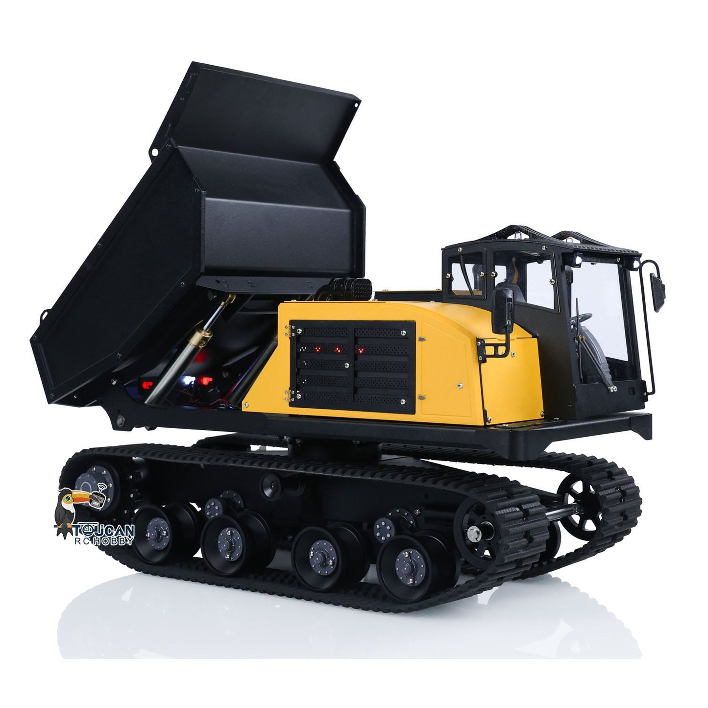 1/14 RC Hydraulic Crawler Dump Truck T14R Metal Tracked Tipper RTR Construction Machine Flysky ST8 Radio Light Sound Battery