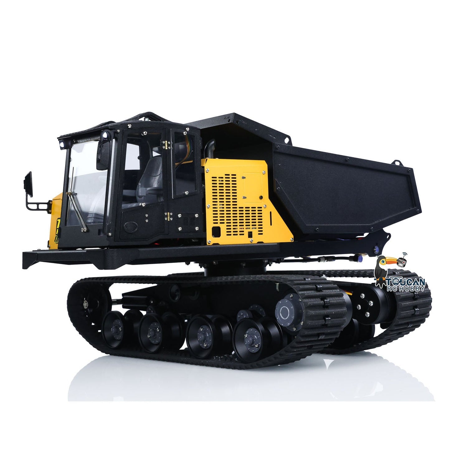 1/14 RC Hydraulic Crawler Dump Truck T14R Metal Tracked Tipper RTR Construction Machine Flysky ST8 Radio Light Sound Battery