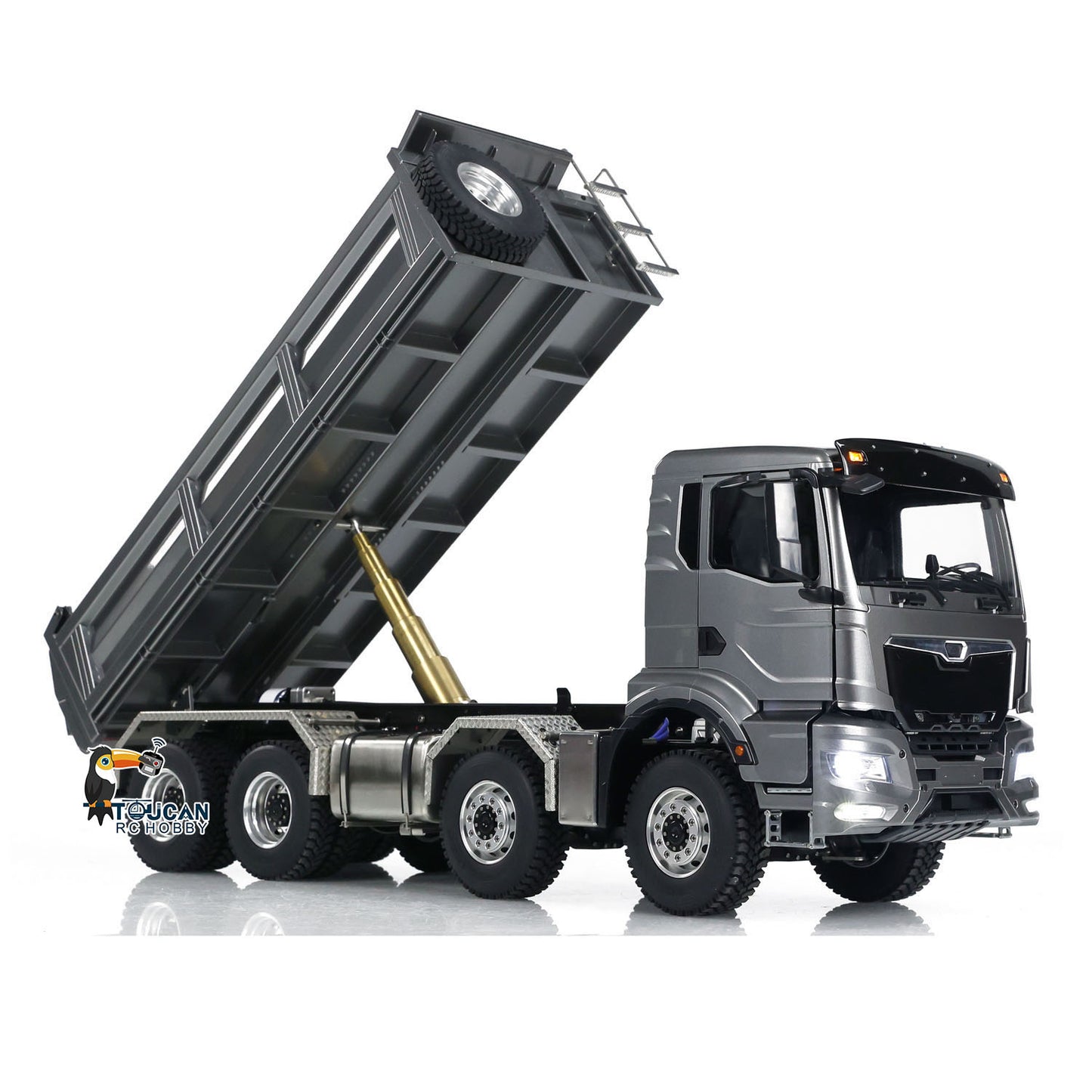 Radio Control 1:14 Hydraulic Tipper Metal Cabin Shell Differential Lock 8x8 Chassis 2Speed RC Dump Truck Sound Light