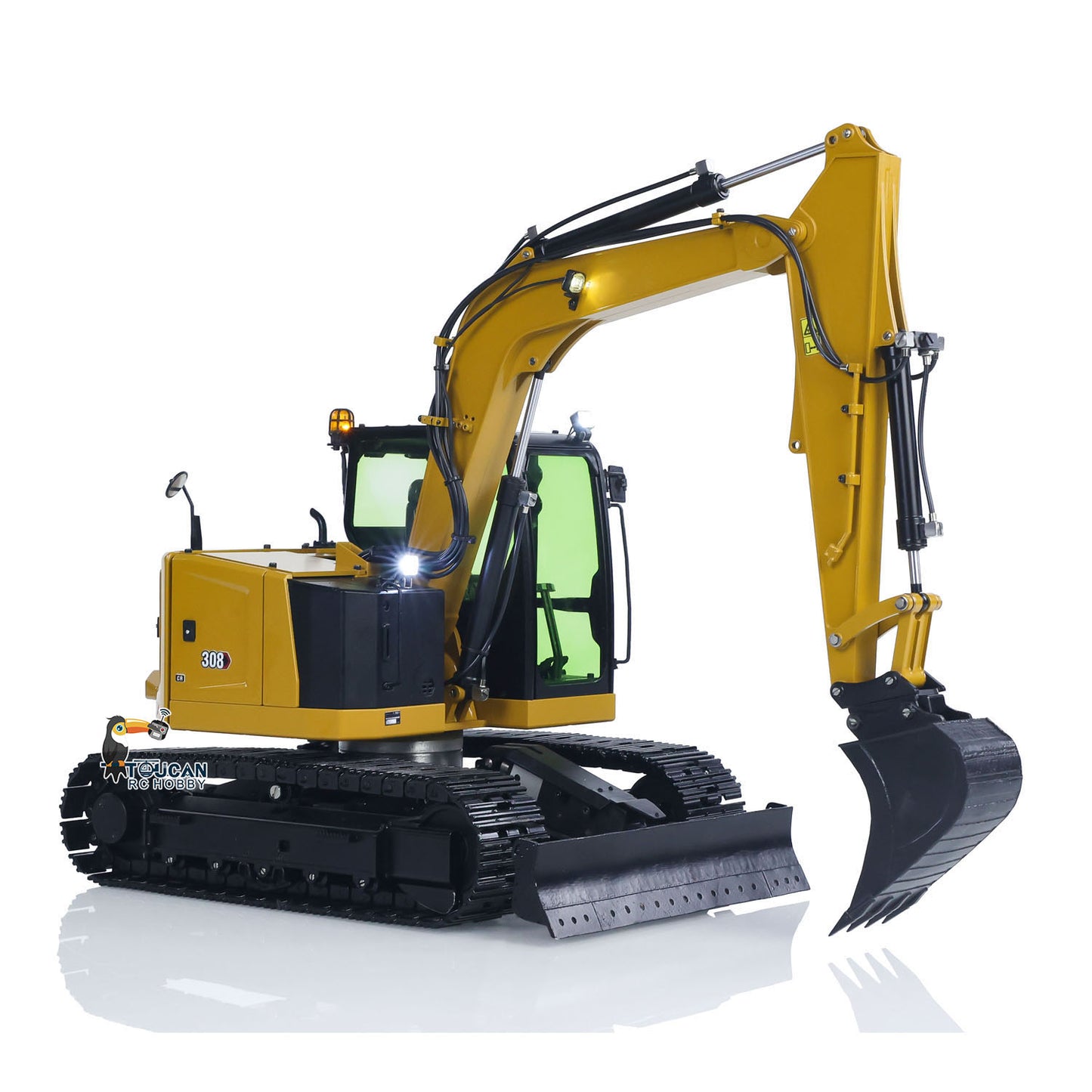 Metal 1/14 RC Hydraulic Excavator C308 308 Radio Controlled Digger Construction Vehicle RTR Model Flysky ST8 Radio Battery