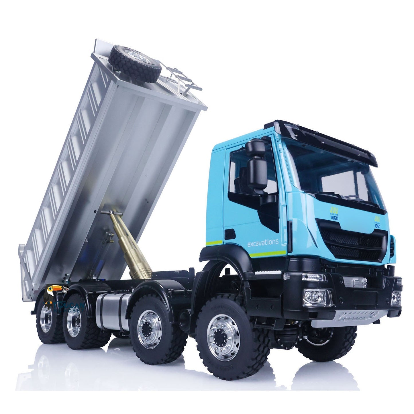 LESU 1/14 Scale RT R8X8 RC Hydraulic Dump Truck Painted Metal Chassis Lock Differential Steering Servo Charger ESC
